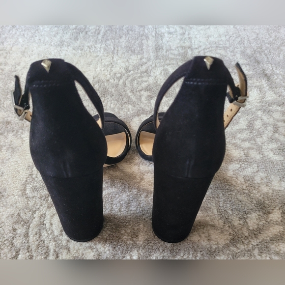 Sam Edelman Yaro Black Suede Ankle Strap, Open Toe 4" Heel Sandals, Size 8.5 - Picture 5 of 6
